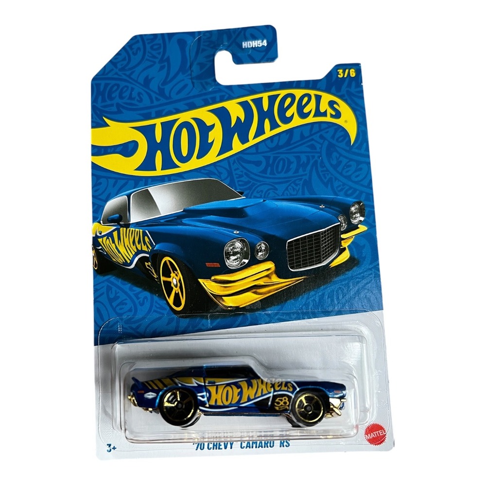 Hot Wheels 2023 '70 Chevy Camaro RS Blue 3/6 HDH54 Diecast Muscle Car 1:64